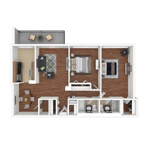 2 Bedroom Floor Plan at Colesville Towers Apartments, Silver Spring, MD, 20910